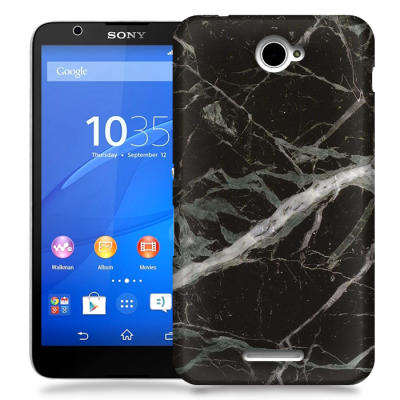 Skal till Sony Xperia E4 - Marble - Svart
