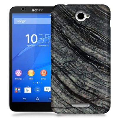Skal till Sony Xperia E4 - Marble - Svart/Grå