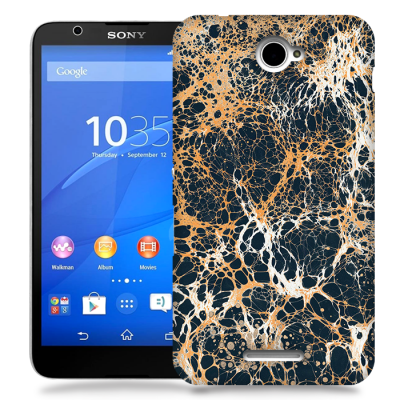 Skal till Sony Xperia E4 - Marble - Svart/Guld