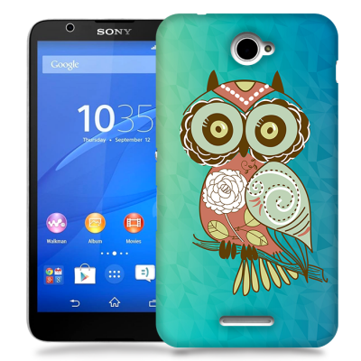 Skal till Sony Xperia E4 - Orientalisk uggla - Blå