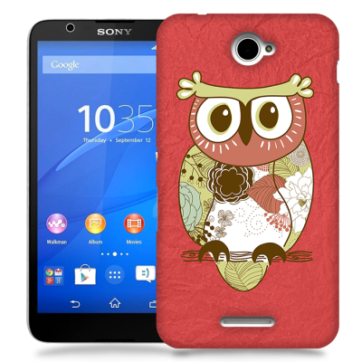 Skal till Sony Xperia E4 - Orientalisk uggla - Röd