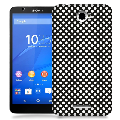 Skal till Sony Xperia E4 - Polkadots - Svart/Vit