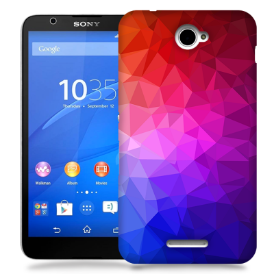 Skal till Sony Xperia E4 - Polygon - Blå/Lila/Röd