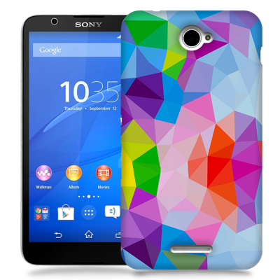 Skal till Sony Xperia E4 - Polygon - Flerfärgad