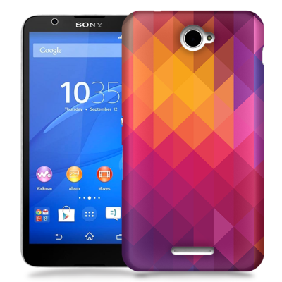 Skal till Sony Xperia E4 - Polygon - Gul/Rosa