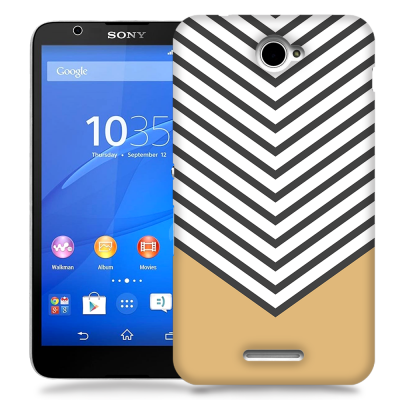 Skal till Sony Xperia E4 - Ränder - Beige/Vit