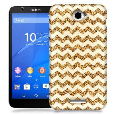 Skal till Sony Xperia E4 - Ränder - Guld/Beige