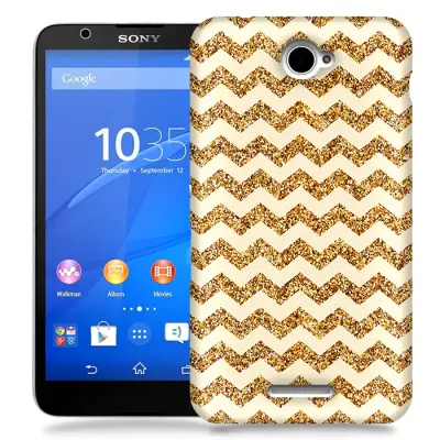 Skal till Sony Xperia E4 - Ränder - Guld/Beige
