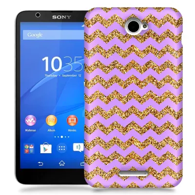 Skal till Sony Xperia E4 - Ränder - Guld/Lila