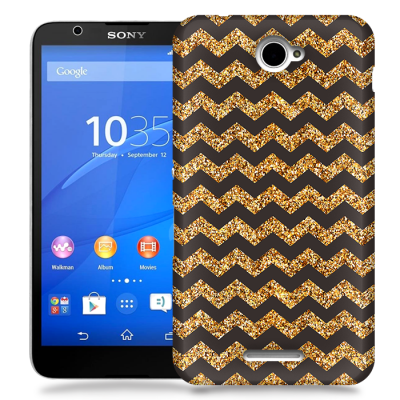 Skal till Sony Xperia E4 - Ränder - Guld/Svart