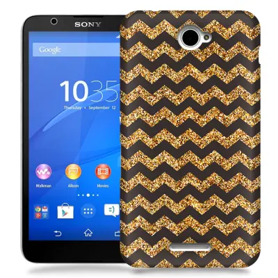 Skal till Sony Xperia E4 - Ränder - Guld/Svart
