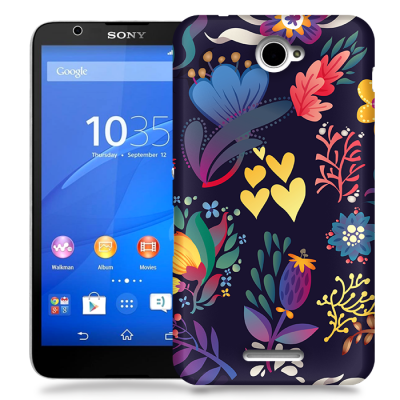 Skal till Sony Xperia E4 - Retro blommor