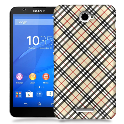 Skal till Sony Xperia E4 - Rutig diagonal - Beige