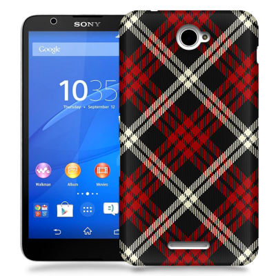 Skal till Sony Xperia E4 - Rutig - Röd