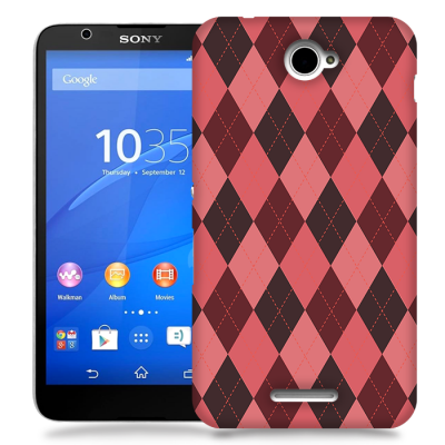Skal till Sony Xperia E4 - Rutig - Rosa/Vinröd