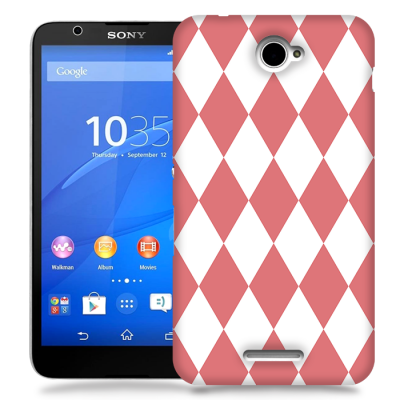 Skal till Sony Xperia E4 - Rutig - Rosa/Vit