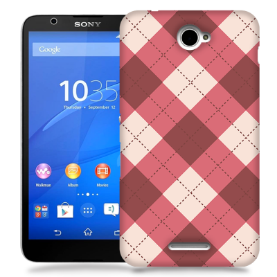 Skal till Sony Xperia E4 - Rutig Stygn - Rosa