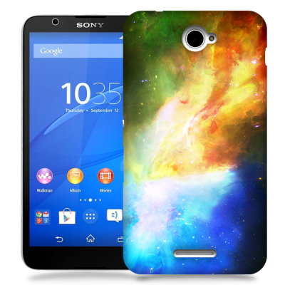 Skal till Sony Xperia E4 - Rymden - Gul/Blå