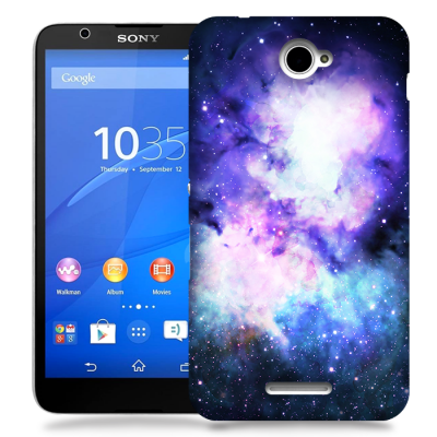 Skal till Sony Xperia E4 - Rymden - Lila/Blå