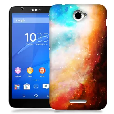 Skal till Sony Xperia E4 - Rymden - Orange/Blå