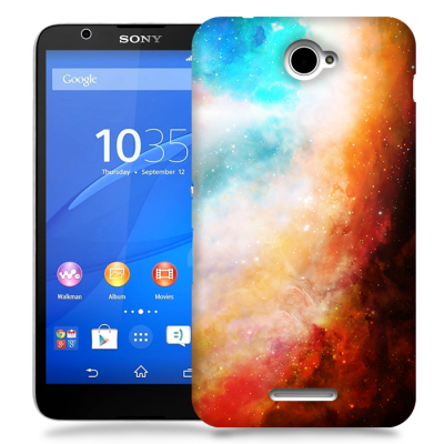 Skal till Sony Xperia E4 - Rymden - Orange/Blå