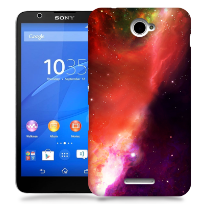 Skal till Sony Xperia E4 - Rymden - Röd/Lila