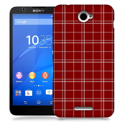 Skal till Sony Xperia E4 - Sömmar - Rutmönster Röd