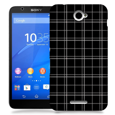 Skal till Sony Xperia E4 - Sömmar - Rutmönster Svart
