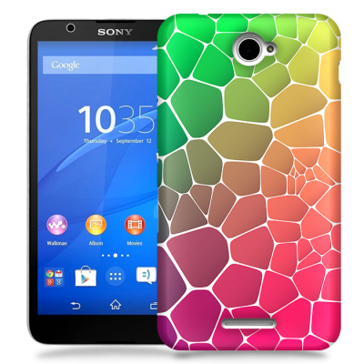 Skal till Sony Xperia E4 - Skifferstenar - Rosa/Grön