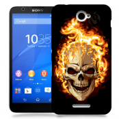 Skal till Sony Xperia E4 - Skull on fire