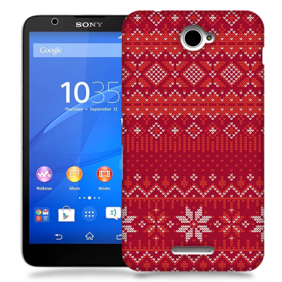 Skal till Sony Xperia E4 - Stickat - Röd/Vit