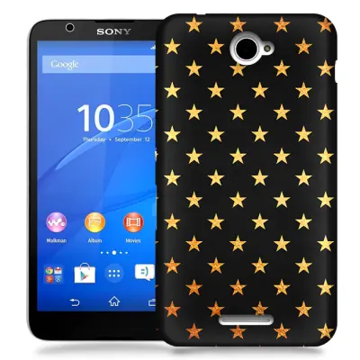 Skal till Sony Xperia E4 - Stjärnor - Guld/Svart