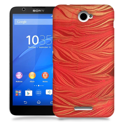 Skal till Sony Xperia E4 - Vågor - Röd/Orange