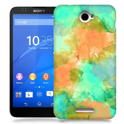Skal till Sony Xperia E4 - Vattenfärg - Grön/Orange
