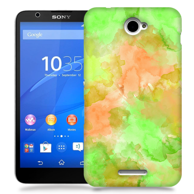 Skal till Sony Xperia E4 - Vattenfärg - Grön/Persika