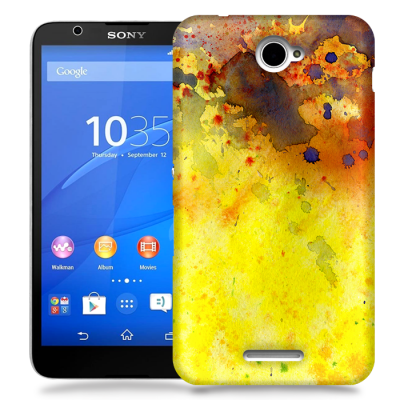 Skal till Sony Xperia E4 - Vattenfärg - Gul/Blå