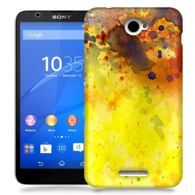 Skal till Sony Xperia E4 - Vattenfärg - Gul/Blå