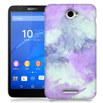 Skal till Sony Xperia E4 - Vattenfärg - Lila/Ljusblå