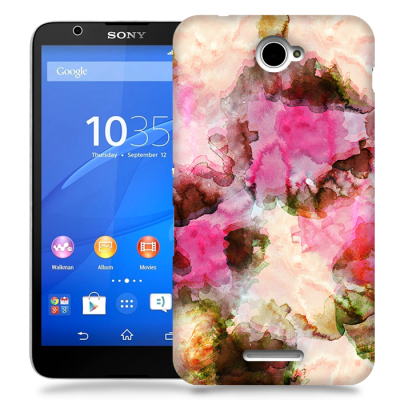 Skal till Sony Xperia E4 - Vattenfärg - Svart/Ljusrosa