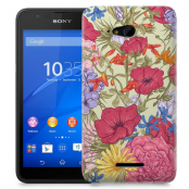 Skal till Sony Xperia E4g - Blommor - Beige