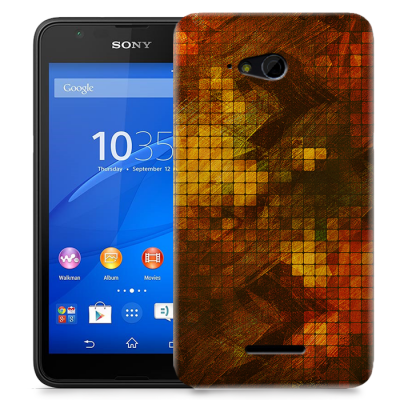 Skal till Sony Xperia E4g - Borstat rutor - Röd