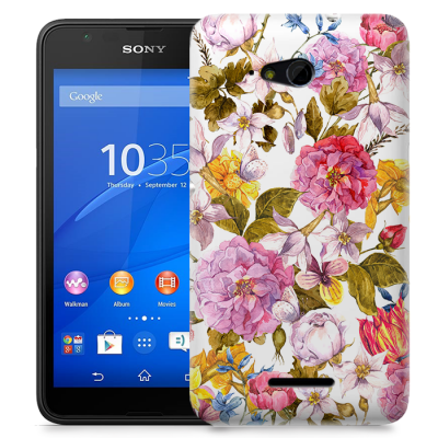 Skal till Sony Xperia E4g - Hortensia - Vit