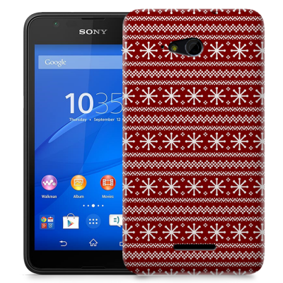 Skal till Sony Xperia E4g - Juldekor - Röd/Vit
