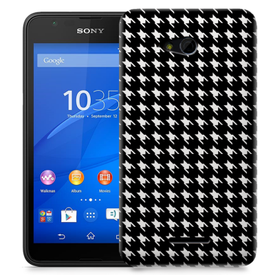 Skal till Sony Xperia E4g - Mönstrat tyg - Svart