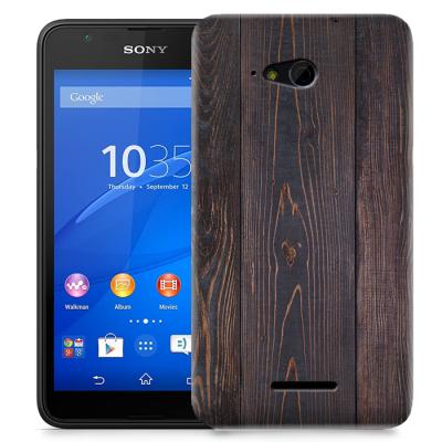 Skal till Sony Xperia E4g - Mörkbetsat trä
