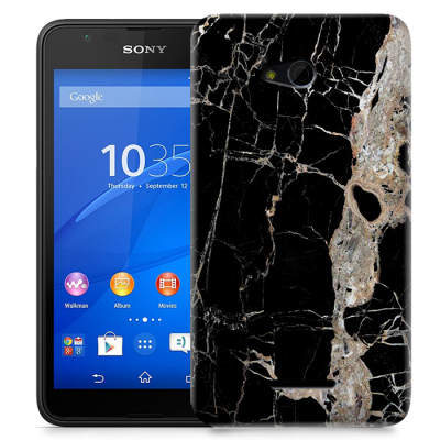 Skal till Sony Xperia E4g - Marble - Svart