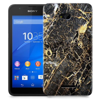 Skal till Sony Xperia E4g - Marble - Svart/Gul