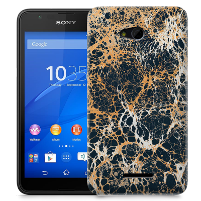 Skal till Sony Xperia E4g - Marble - Svart/Guld