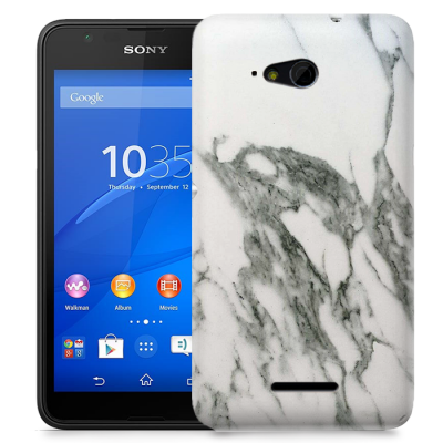 Skal till Sony Xperia E4g - Marble - Vit/Grå