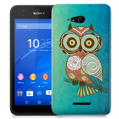 Skal till Sony Xperia E4g - Orientalisk uggla - Blå